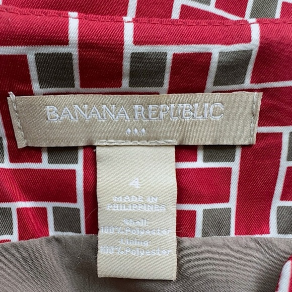 BANANA REPUBLIC | NWOT SLEEVELESS RED GEOMETRIC SHEATH DRESS SPLIT NECK | SIZE 4 - Picture 11 of 11